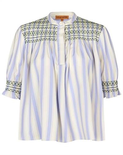 Stine Goya - Smocked Gathered Bluse - Pastel Stripes